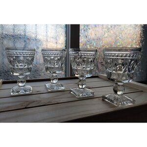 Vintage Wine Glasses Colony Park Lane Indiana Glass Clear Goblets Set of 4